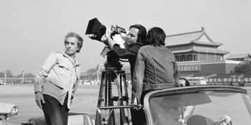 Michelangelo Antonioni during the shooting of Chung Kuo, China in 1972. Courtesy Photographic Archive of Rai Teche.