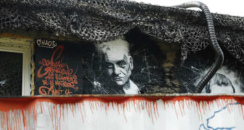 Grafite retratando o pensador Jacques Derrida (Reprodução/ Organ Museum)