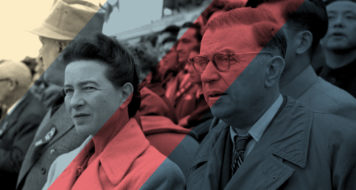 Simone de Beauvoir e Jean-Paul Sartre na cerimônia do sexto aniversário da República Comunista da China, em 1955 (Liu Dong'ao/ Reprodução)