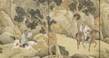 Detalhe "Xiao He persegue Han Xin", de Yosa Buson, Nomura Art Museum