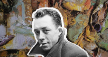 Arte sobre foto de Albert Camus e obra de Nuno Ramos (Arte: Revista CULT)