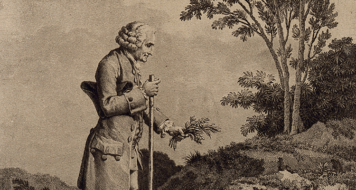 Jean-Jacques Rousseau recolhendo ervas em Ermenonville, de Nicolas Andre Monsiau (Bliblioteca Nacional, Paris)